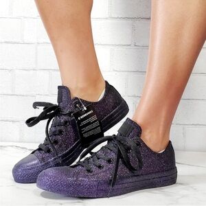 NWOT Converse All Star Chuck Taylor Purple Glitter Classic Low Top Sneakers 8